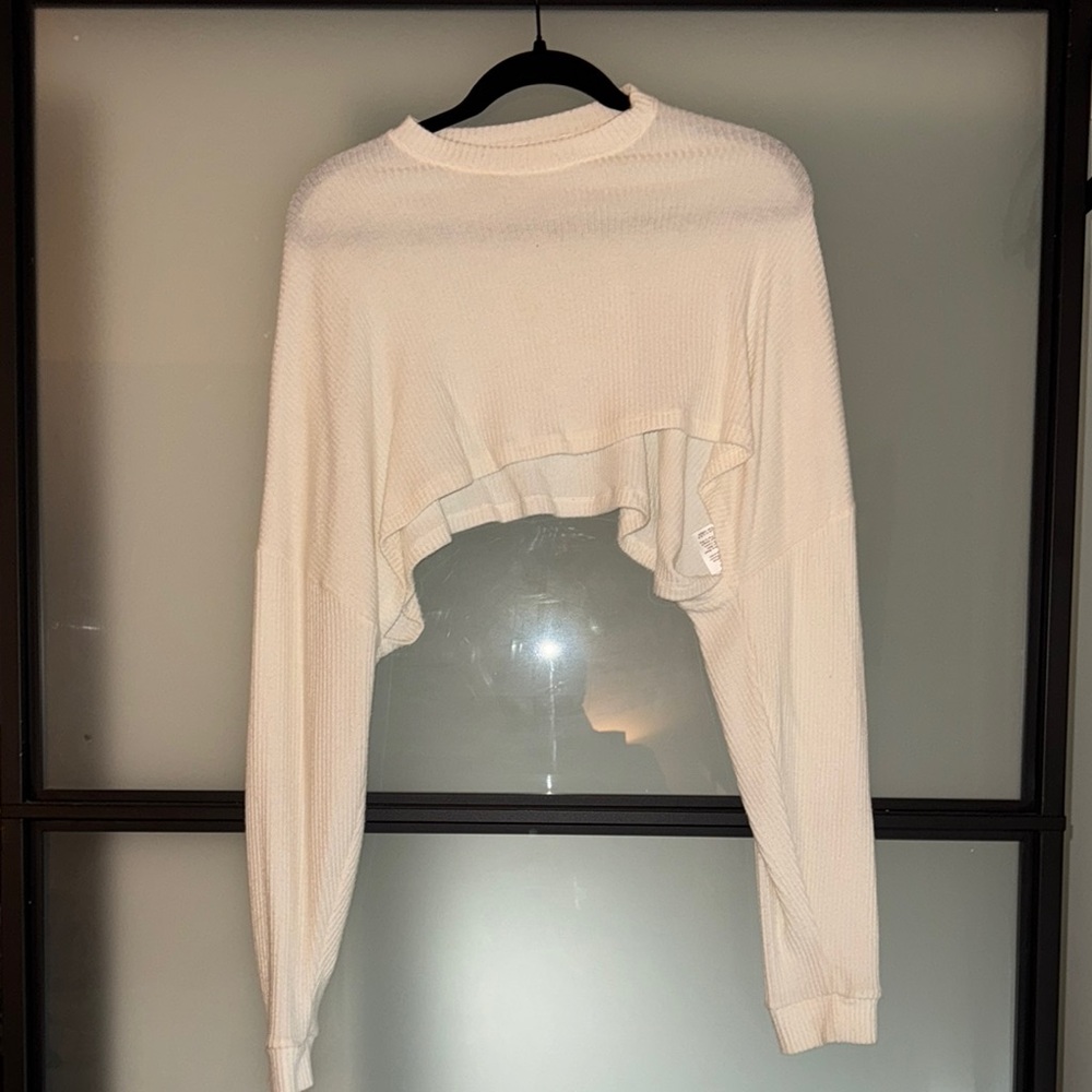 Joah Brown White Cropped Sweater